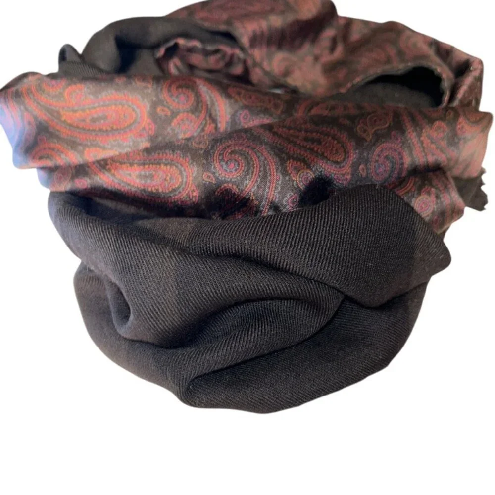 Paisley burgundy SILK ITALY PAISLEY dbl faced reversible unisex mens scarf